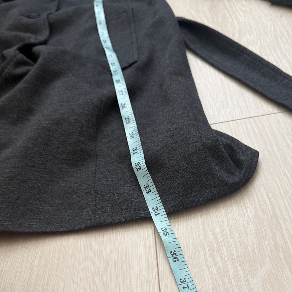 Ann Taylor Charcoal and Black Petite Belted Coat Jacket - Picture 7 of 8